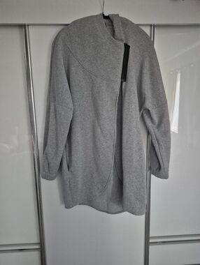 Light Gray Asymmetrical Zip Cozy Jacket